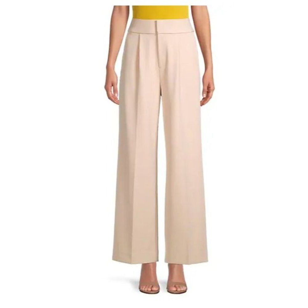 Elie Tahari Womens Pleated Wide-Leg Crepe Pants Trousers US 2 EU 40 Fawn Tan NWT